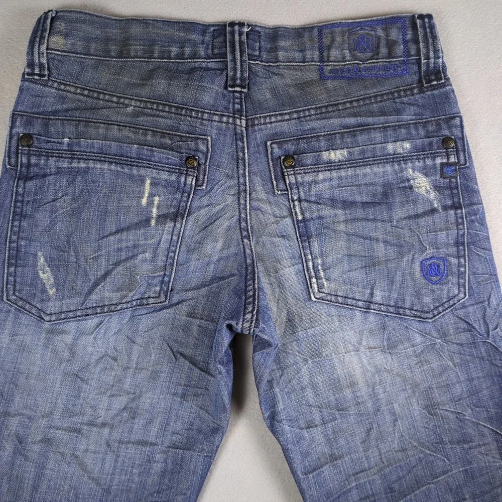 Rock & Republic Jeans Mens 30x30 Blue Dirty Denim Medium Wash Distressed Colburg
